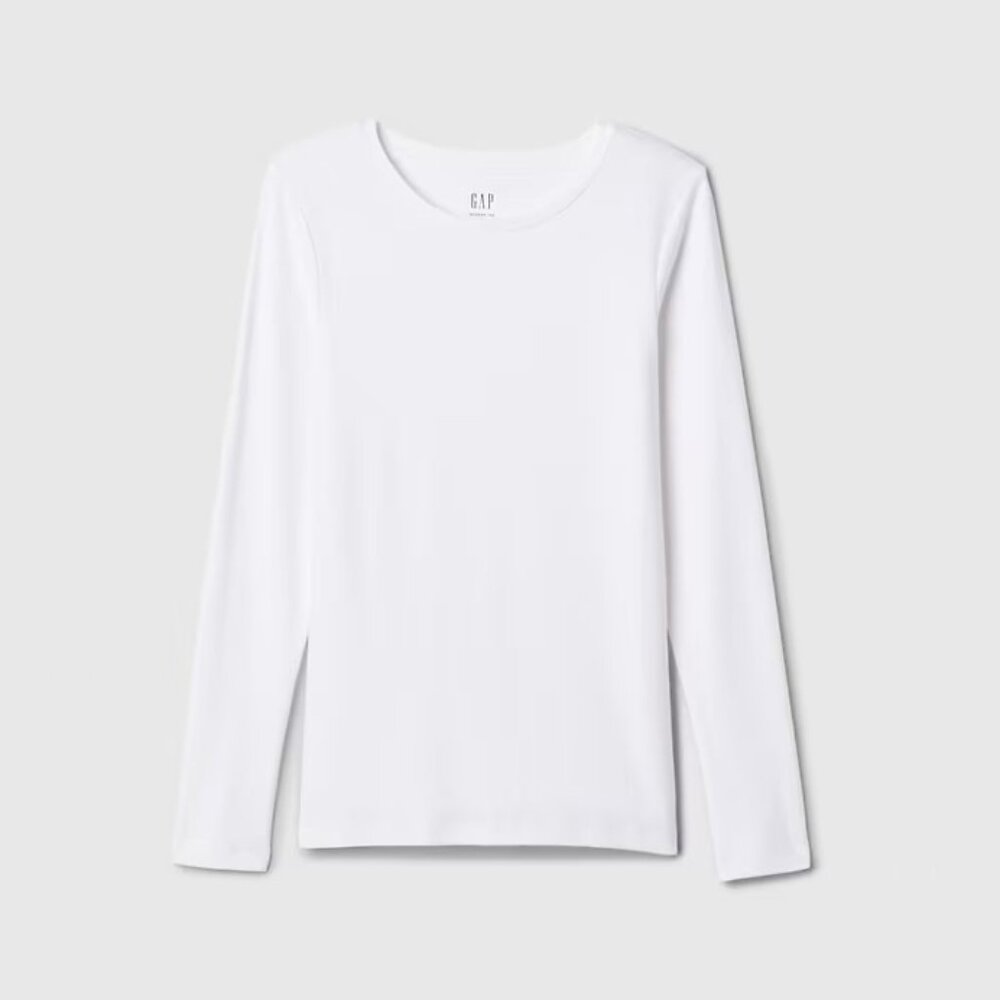 2/$30 GAP Long Sleeve Modern Crew Neck T-Shirt Fresh White XXS #A1145 - Picture 5 of 13